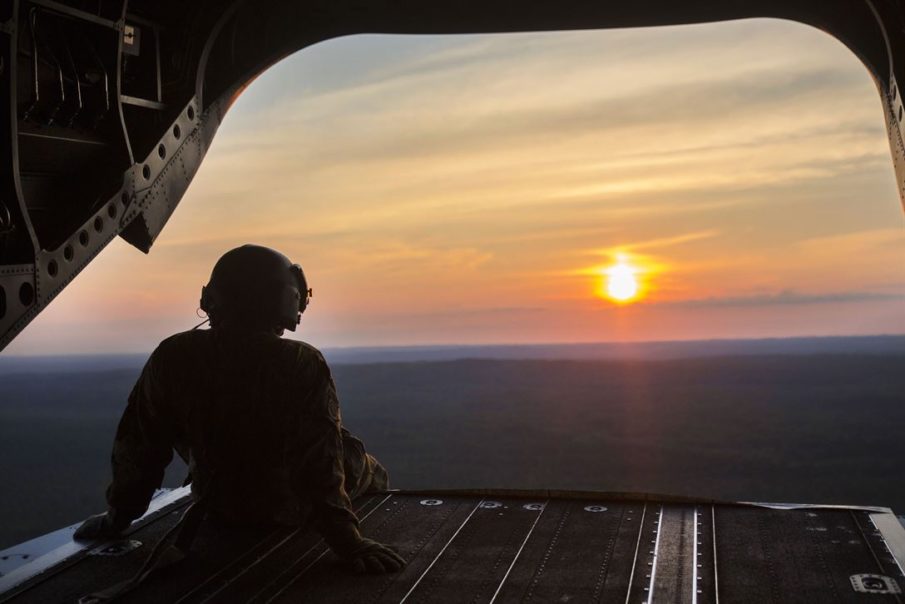 Picture of the day: Army Sgt. Michael Buchanan on the ramp of CH-47 Chinook Helicopter
