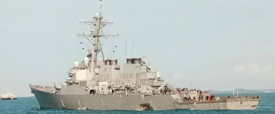 USS John S. McCain collides with commercial oil tanker off the coast of Singapore
