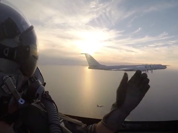Watch a Danish jet intercept a Russian bomber over the Baltic Sea