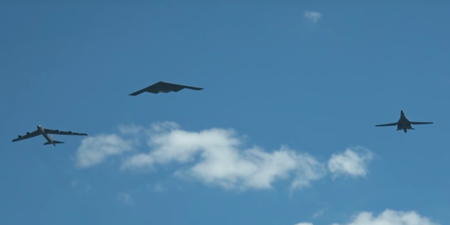 Get to know America’s 3 strategic bombers, and watch them fly in formation