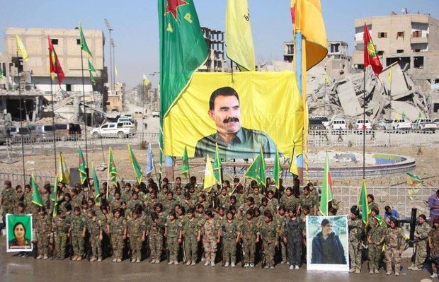 Banner in Raqqa unveiled by victorious SDF depicts controversial PKK leader