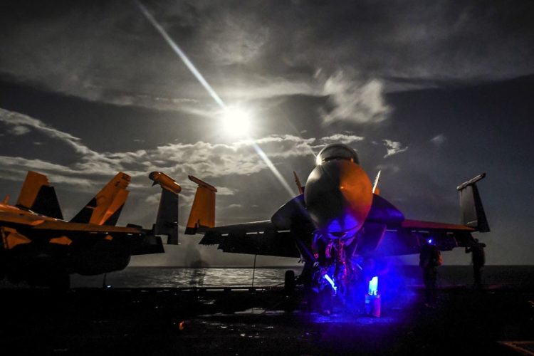 Picture of the Day: F/A-18F Super Hornet Moonlighting on the USS Theodore Roosevelt in the Pacific Ocean