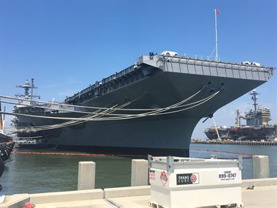 Watch: High tech methods used when the USS Gerald R. Ford CVN 78 departs Norfolk