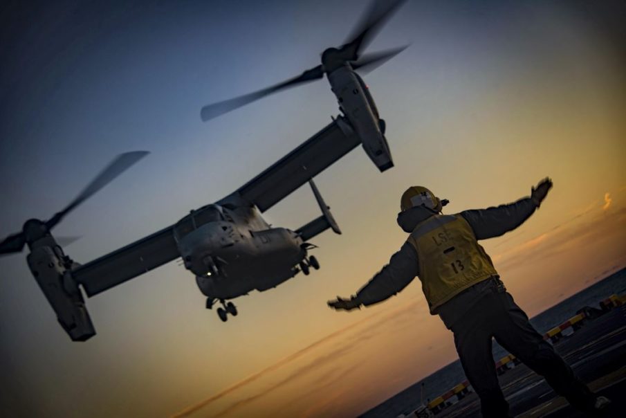 MV-22B Osprey Lands on the USS Iwo Jima in the Atlantic Ocean