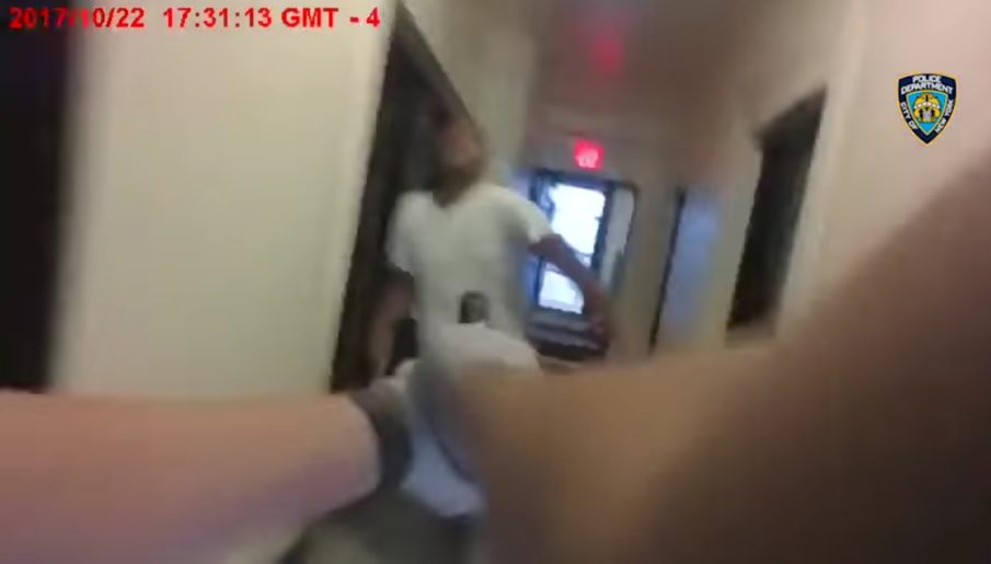 Watch: Dramatic footage of NYPD officer shooting knife-wielding attacker