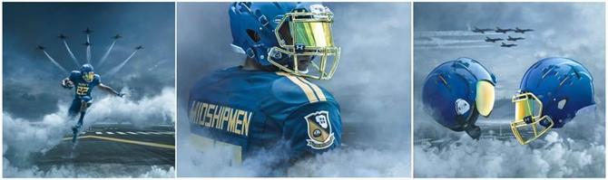 naval academy blue angels theme uniforms and helmet army navy game 2017-2