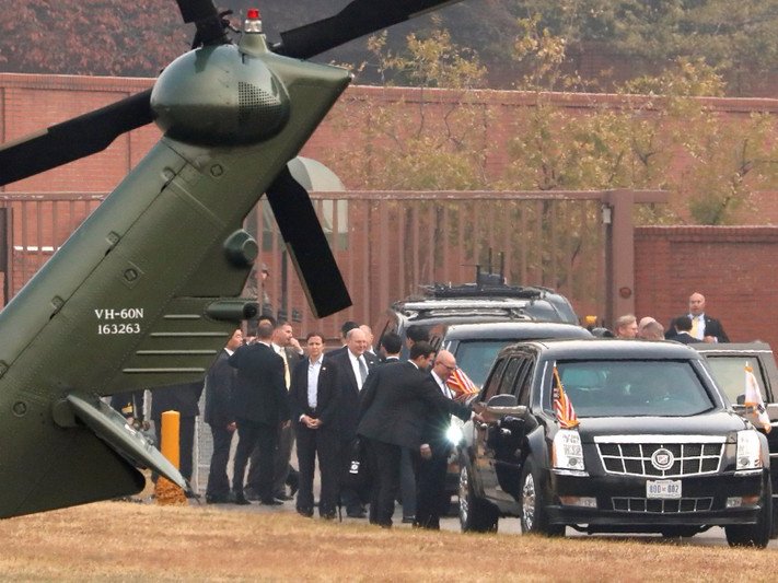 Trump scraps a surprise visit to the demilitarized zone at the Korean border because of bad weather