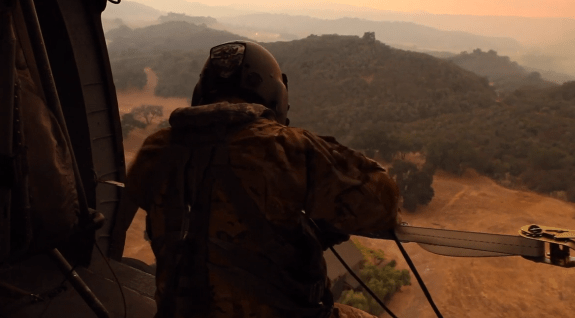 Watch: California Army National Guard’s B Company 140th Aviation Regiment fly over the Thomas Fire