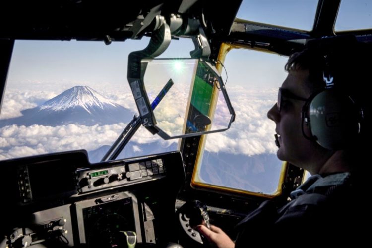 Picture of the Day: Air Force Capt. Kyle Schneider, C-130J Super Hercules Pilot, Flies near Mount Fuji