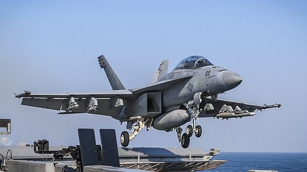 F/A-18F Super Hornet of the Fighting Redcocks (VFA 22) launches from the USS Theodore Roosevelt