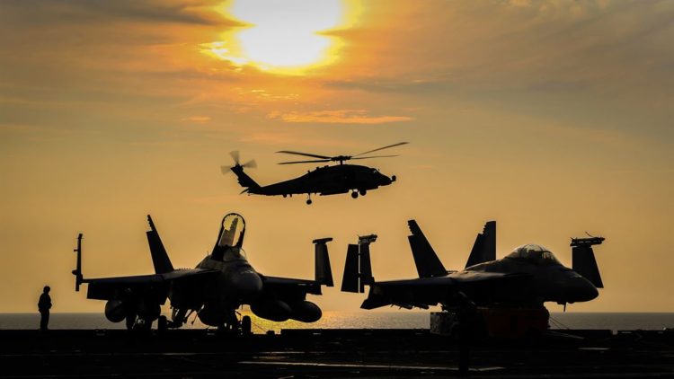 Picture of the Day: A Navy MH-60S Sea Hawk Helicopter and a Pair of F/A-18 Hornets
