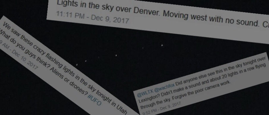 Mysterious lights spotted over the US this weekend weren’t aliens… they were massive military formations