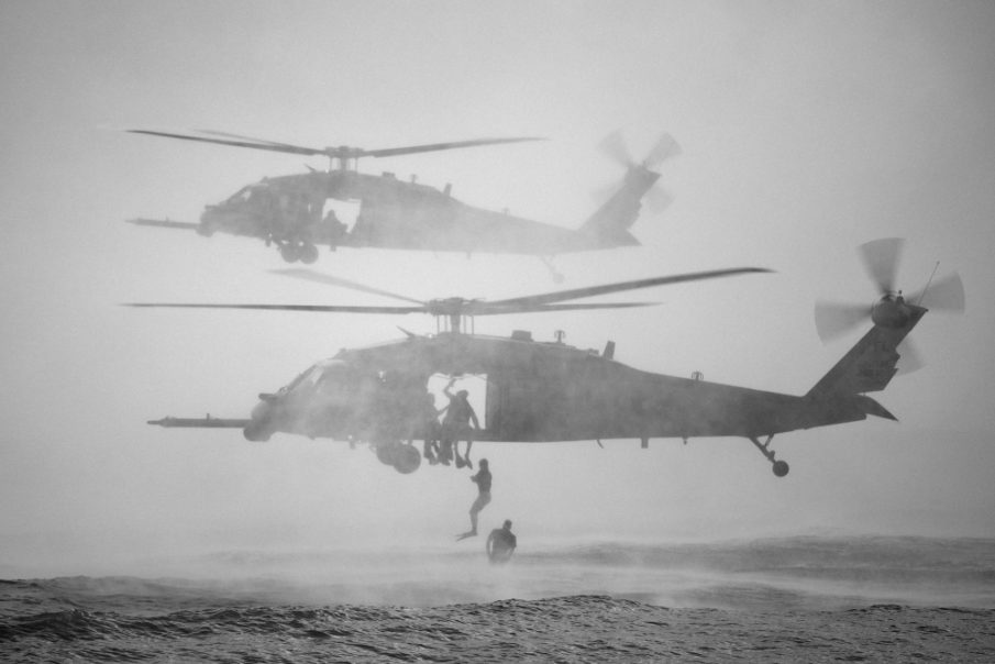 SOF Pic of the Day: Navy SEALs swim out remains of fallen brothers