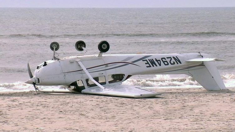 Watch: Small Plane on Training Flight Lands on Beach and Flips Over