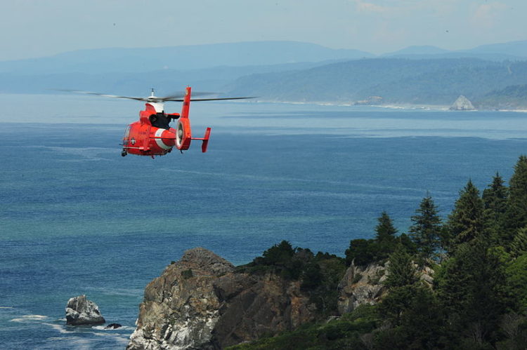 Watch: MH-65 Dolphin Helicopter Flies Over Air Station Humboldt Bay in McKinleyville