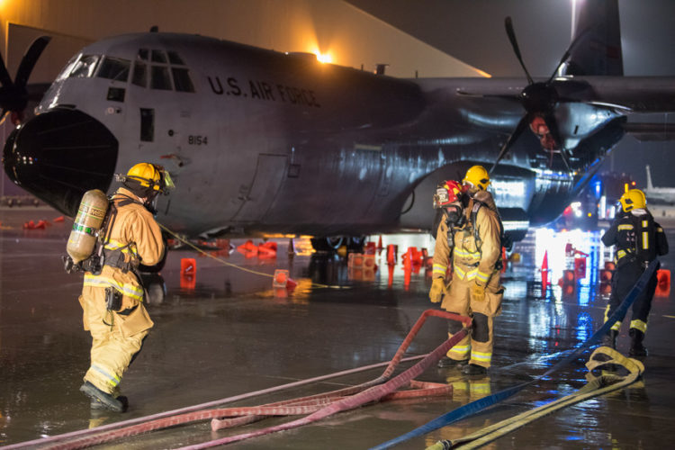 Picture of the Day: Firefighters Respond to Simulated C-130 Hercules Emergency