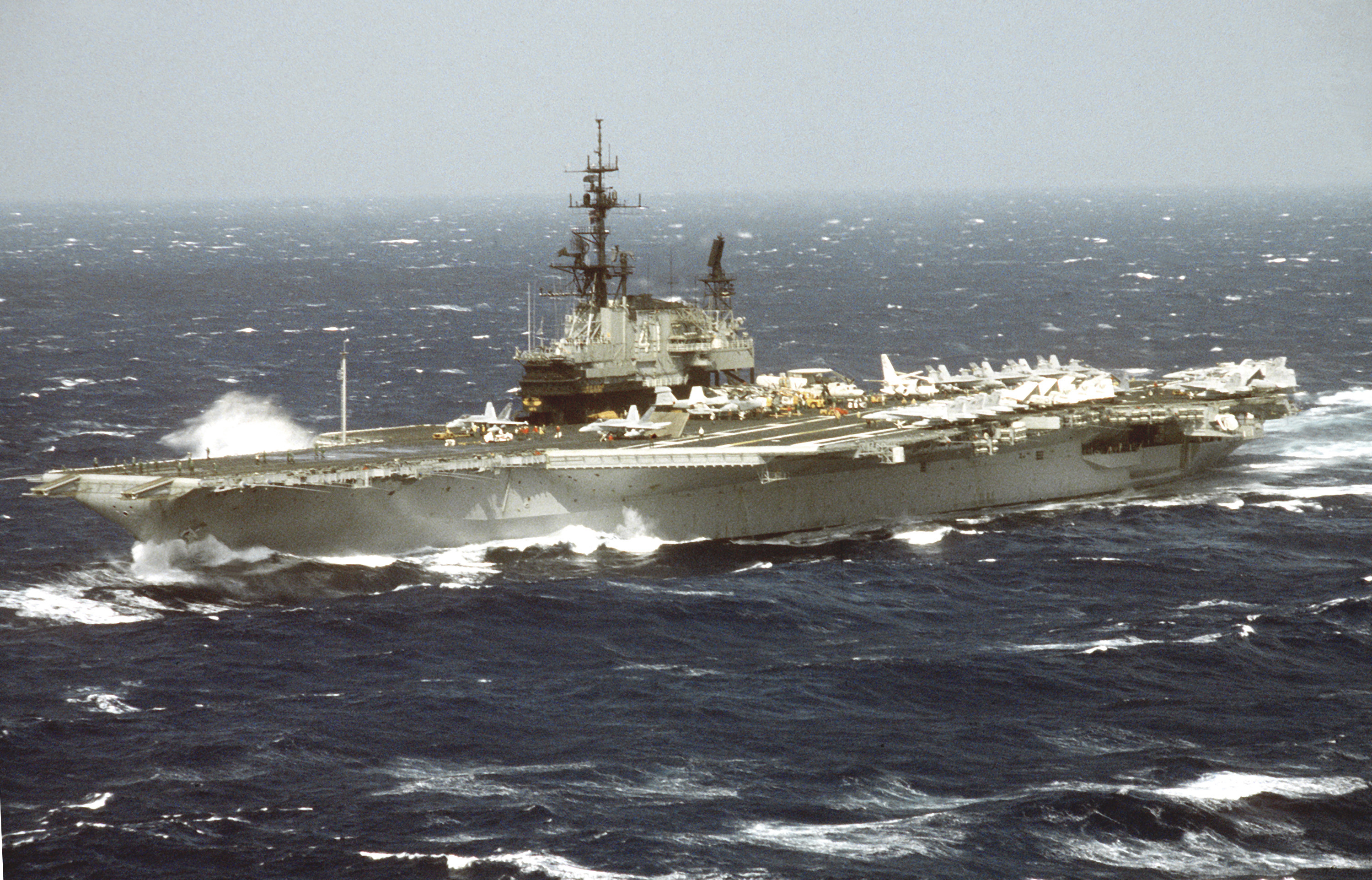 aircraft carrier pitching deck