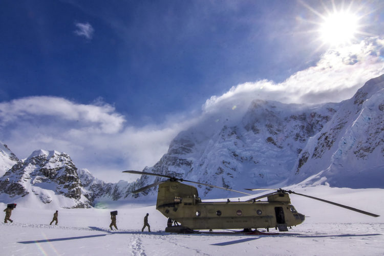 Picture of the Day: Army CH-47F Chinook at the National Park Service’s Base Camp on Kahiltna Glacier
