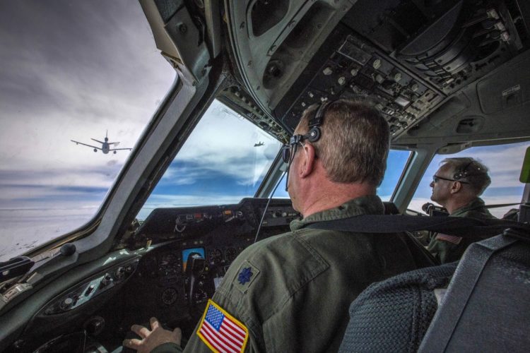 Picture of the Day: KC-10 Extender Pilots as they Approach Another KC-10 over the Atlantic Ocean