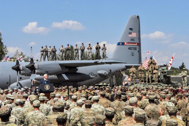 Picture of the Day: Balcony Seats – Vice President Mike Pence Delivers Remarks to the Troops