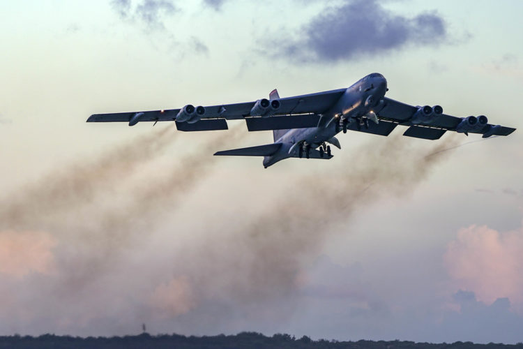 Picture of the Day: Air Force B-52H Stratofortress Taking Off From Andersen Air Force Base in Guam