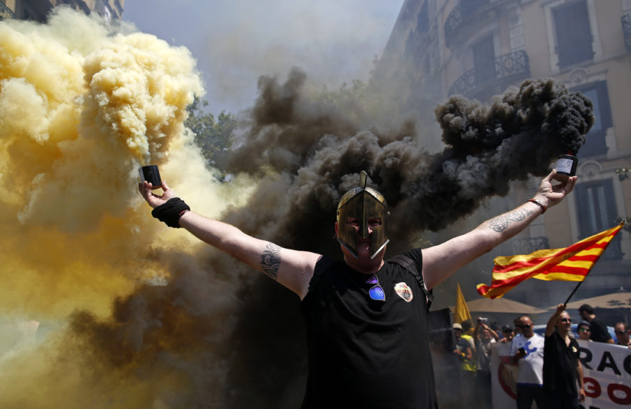 The Pic of the Day: Taxi drivers protest ride sharing apps in the streets of Barcelona