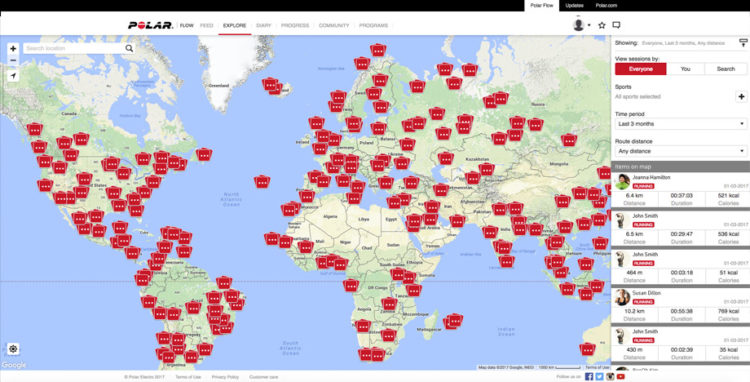 Polar Fitness App Leaks Sensitive Information on US Military