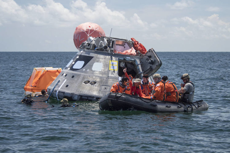 The Pic of the Day: Escaping the Orion space craft after landing (even if it’s upside down)