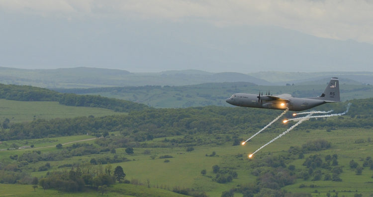The Pic of the Day: C-130 fires flares over Romania