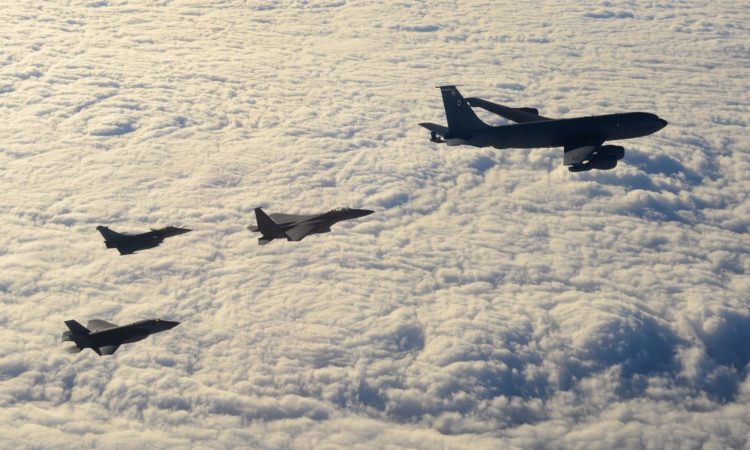 Watch: RAF F-35B, U.S. Air Force F-15E and French Air Force Rafale fighters train together for the first time