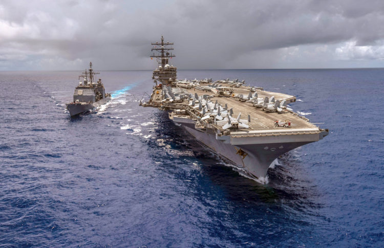 US carrier strike group joins Japanese and Canadian vessels for massive Pacific war games