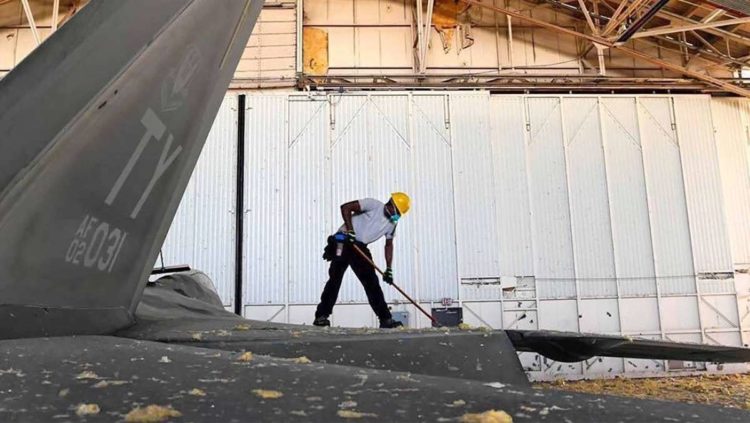 The Pic of the Day: Cleanup crews try to recover F-22s in the aftermath of Hurricane Michael