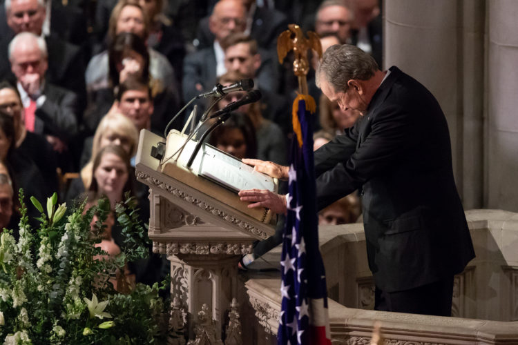 The Pic of the Day: George W. Bush pauses during his eulogy for his father, George H.W. Bush
