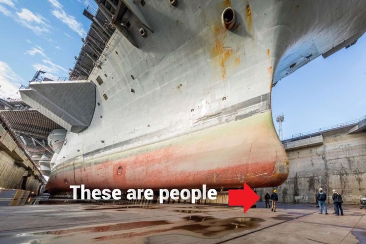 If you think aircraft carriers seem huge from the flight deck, wait until you get a look underneath one