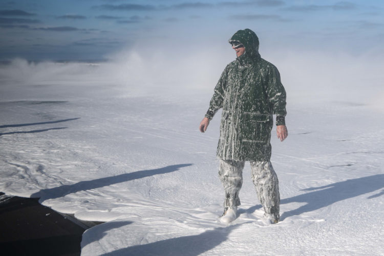 The Pic of the Day: Not a snow day… this is a countermeasure wash down aboard a US aircraft carrier