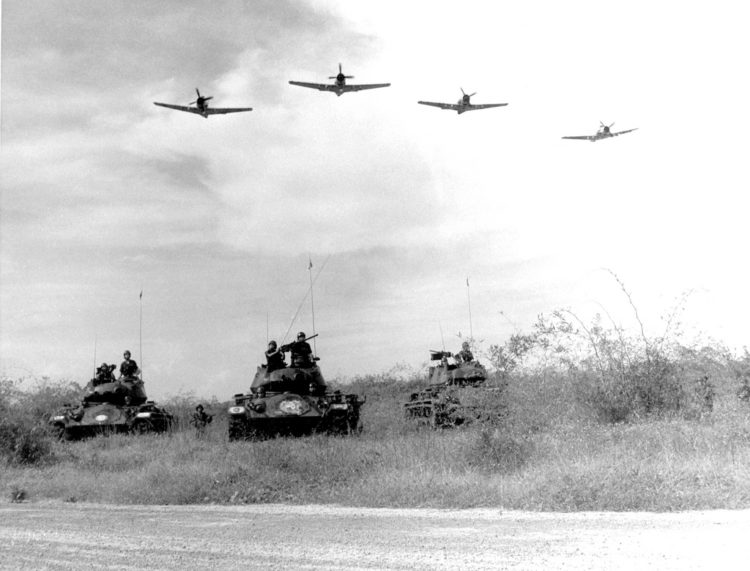 The Pic of the Day: A-1H Skyraiders fly over friendly Vietnamese tanks
