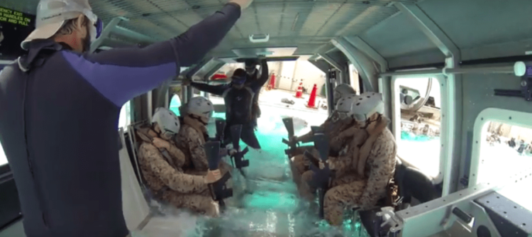 Watch: Marines train to escape from helicopter crashes at sea
