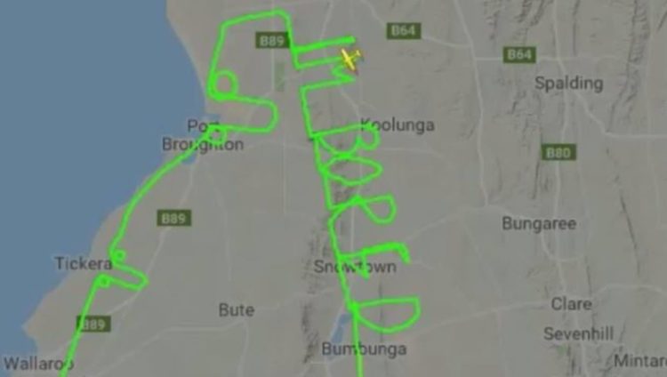 Australian pilot writes ‘I’m bored,’ draws two penises with flight path
