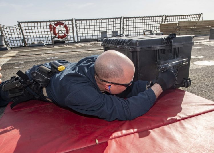 The Pic of the Day: Requalifying on small arms while under way