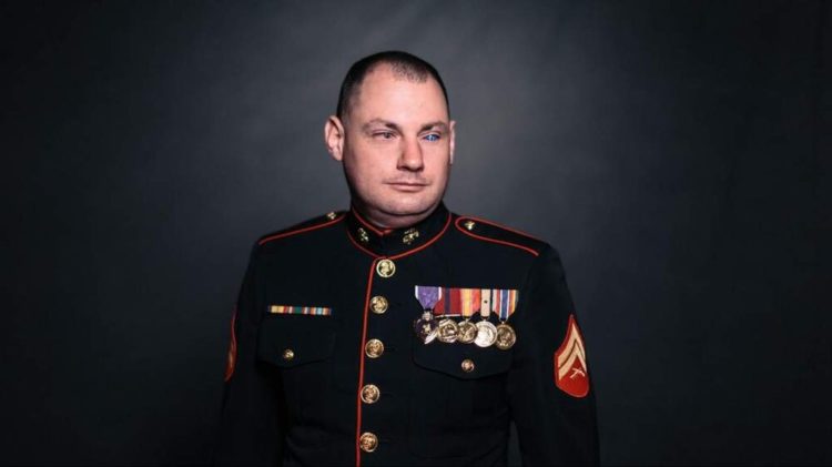 A Marine without legs and eyes but with a determination to motivate others