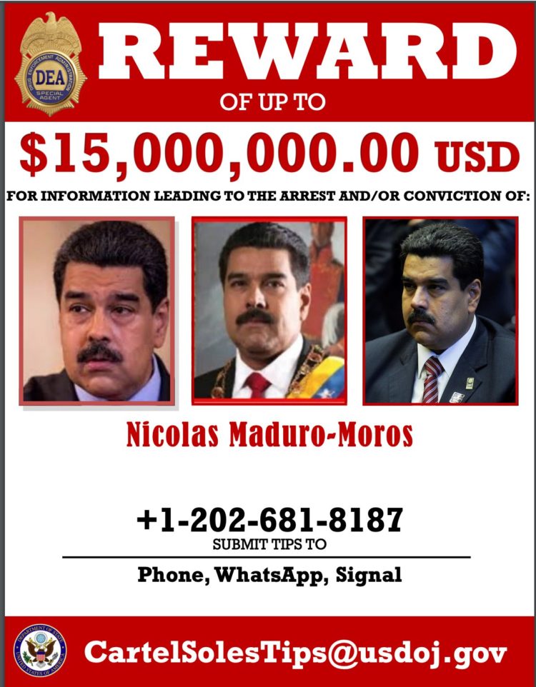 US labels Venezuela’s Maduro a Narcoterrorist, offers $15 million reward