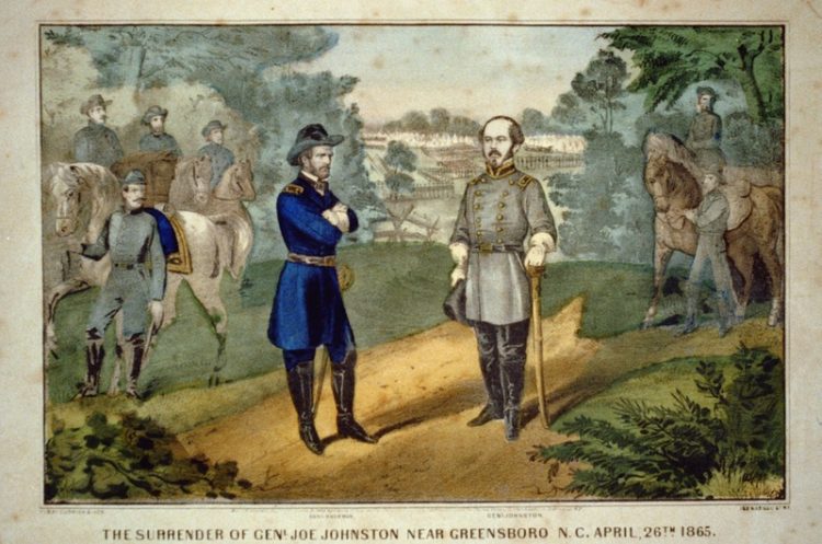 April 26, 1865, Gen. Joseph Johnston surrenders the Army of Tennessee