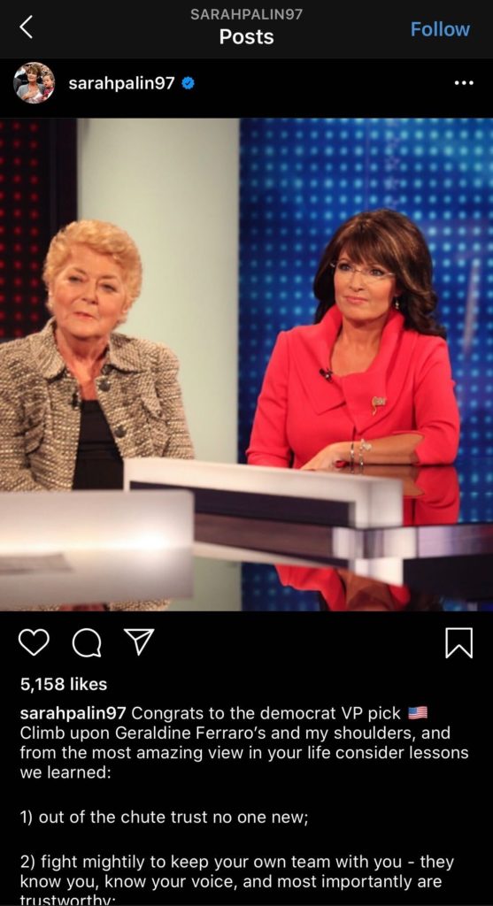 Palin Instagram Post 8/11