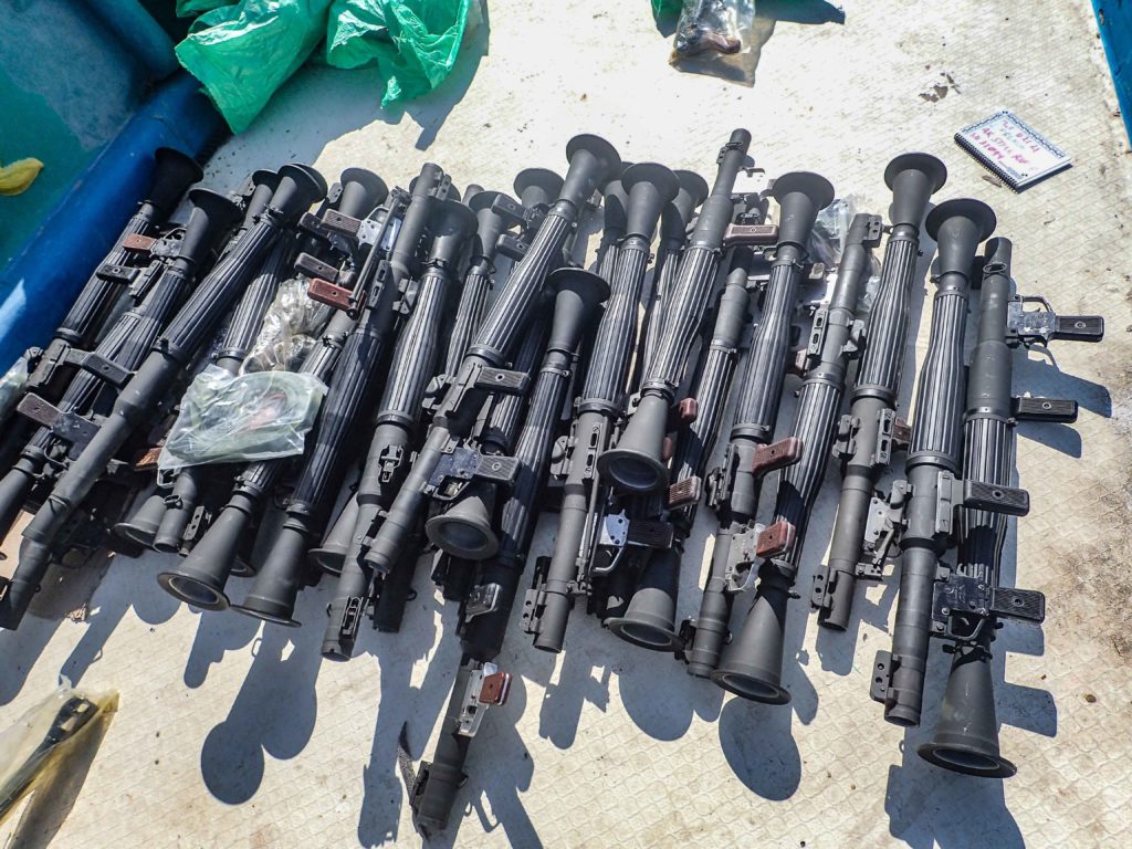 Russian RPGs in the weapons cache seized off the Coast of Somalia