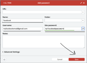 Show how to create and save password