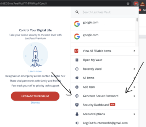 Show where to find generate password button