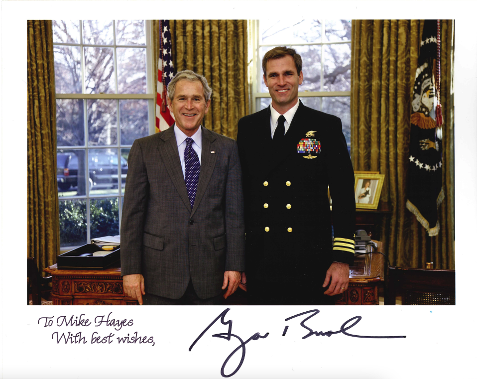 Navy SEAL Mike Hayes with George Bush