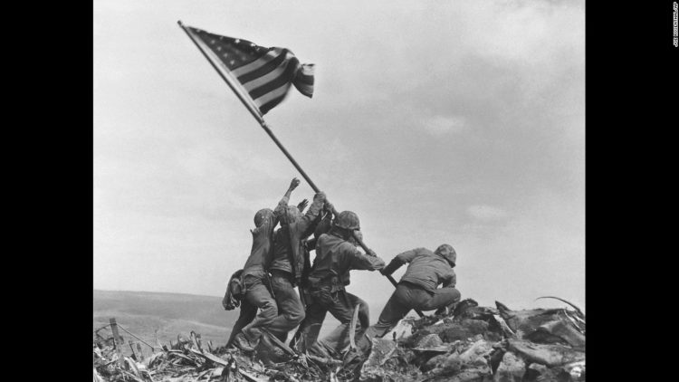 February 23, 1945, Marines Raise the Flag on Mount Suribachi