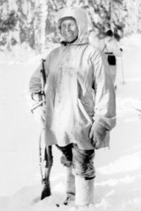 Simo Häyhä with his sniper rifle during the Winter War of 1939-1940