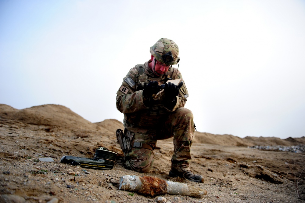 An Air Force Explosive Ordnance Disposal Technician